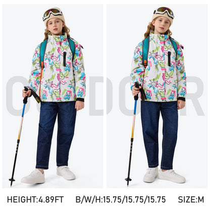 MoFiz Girls' Winter Jacket, Ski Jacket, Children's Softshell Jacket, Fleece Lining, Windproof, Outdoor Jacket with Hood