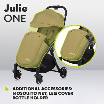 LIONELO Julie One Buggy Pushchair up to 22 kg, Adjustable Backrest and Footrest, Mosquito Net, Leg Warmer, Drink Holder and Transport Bag, Foldable