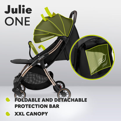 LIONELO Julie One Buggy Pushchair up to 22 kg, Adjustable Backrest and Footrest, Mosquito Net, Leg Warmer, Drink Holder and Transport Bag, Foldable