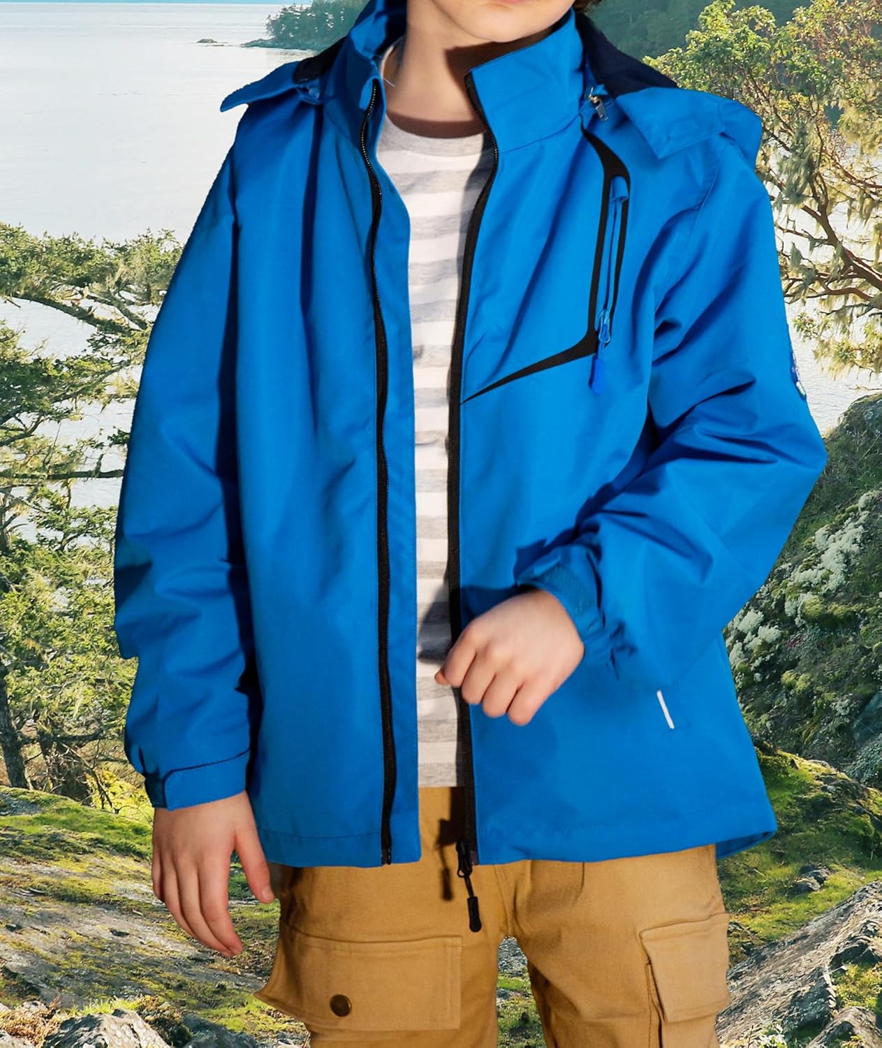 YoungSoul Children's Waterproof Rain Jacket with Removable Hood