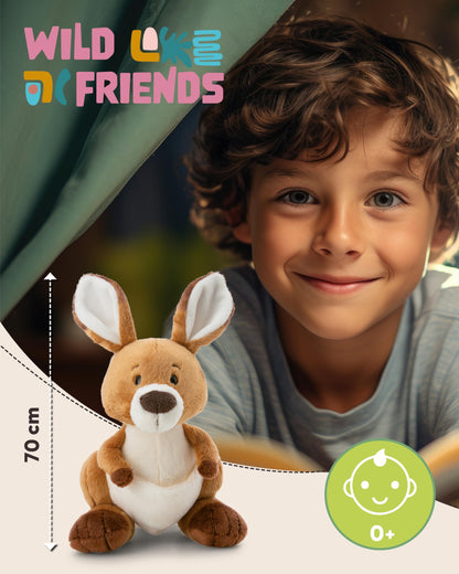 Kuscheltier Känguru Kelly 15cm braun - Stofftier aus weichem Plüsch, niedliches Plüschtier zum Kuscheln und Spielen, für Kinder & Erwachsene, tolle Geschenkidee