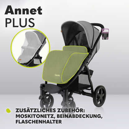 LIONELO Annet Plus Buggy up to 22 kg with Reclining Function, Small Folding Pushchair with Accessories, EVA Foam Wheels, Mosquito Net, Foot Cover Drink Holder, Basket Dreamin