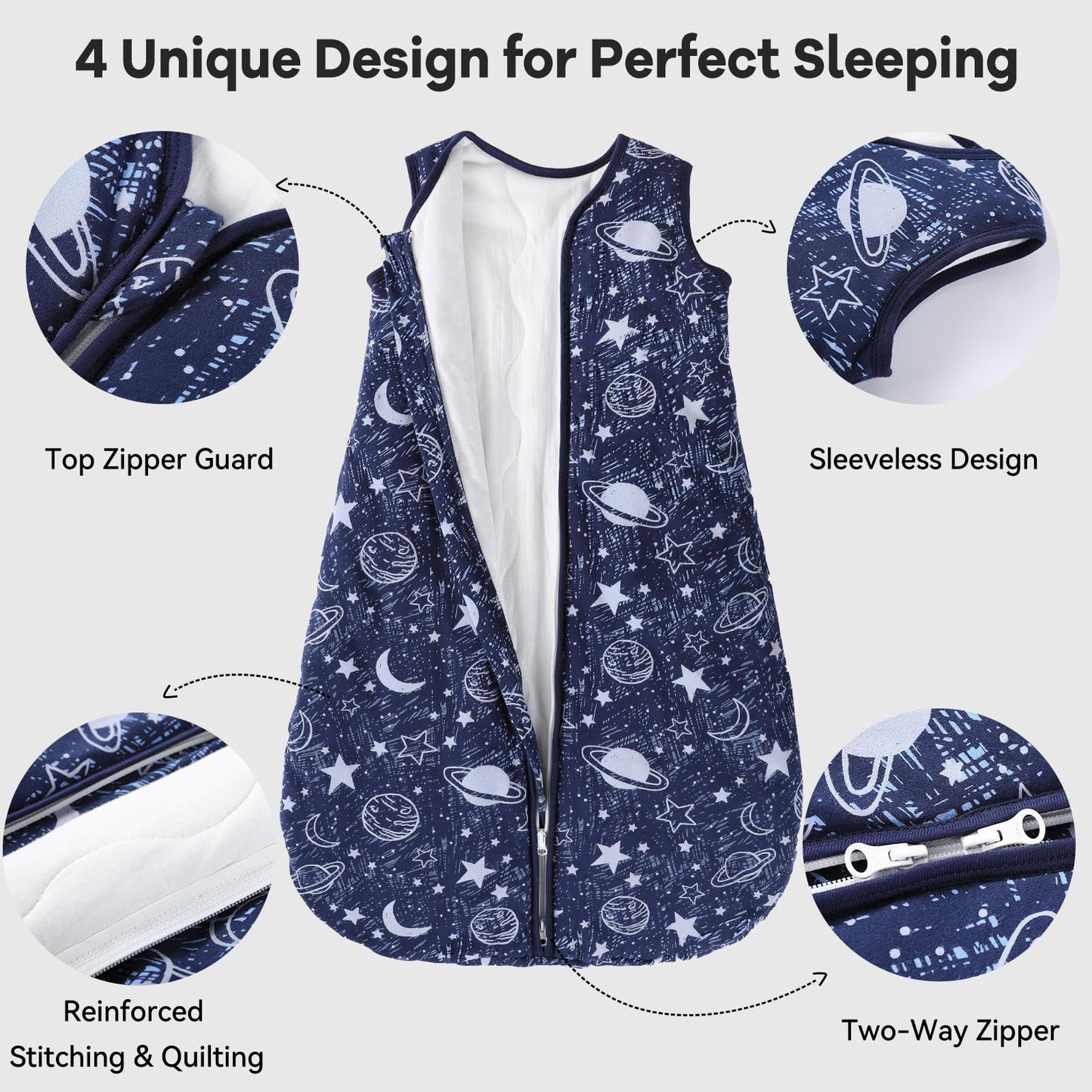 Unnivoll Baby Sleeping Bag, 1.5 Tog Baby Sleeping Bag, 0-6 Months, Pack of 2, Sleeping Bag, Winter, Autumn, 67 cm, for Boys and Girls, Newborns, Coffee