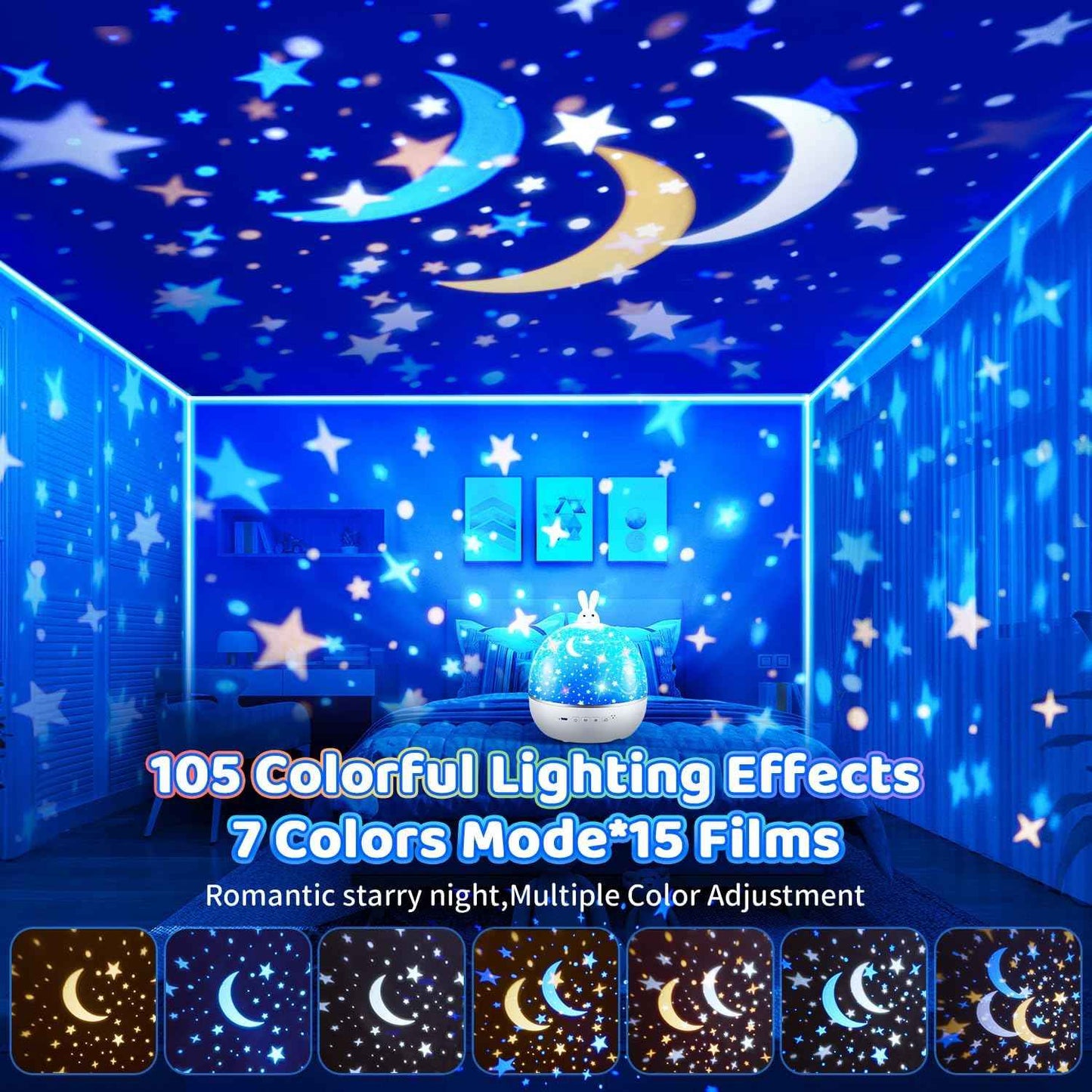 Sternenhimmel Projektor Kinder mit 15 Film, Nachtlicht Kinder Nachtlicht Baby, Bluetooth Sternenprojektor Galaxy Projektor, Geschenke für Mädchen Kinder Geschenke Mädchen, Kinderzimmer Deko