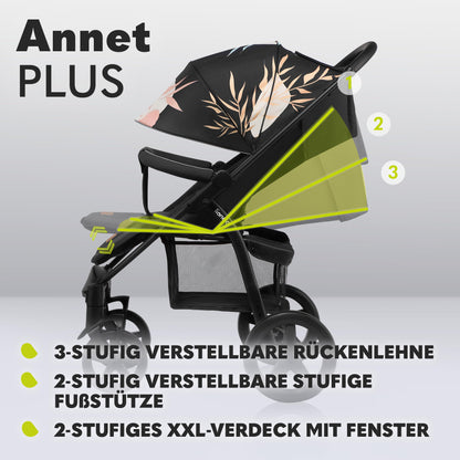LIONELO Annet Plus Buggy up to 22 kg with Reclining Function, Small Folding Pushchair with Accessories, EVA Foam Wheels, Mosquito Net, Foot Cover Drink Holder, Basket Dreamin