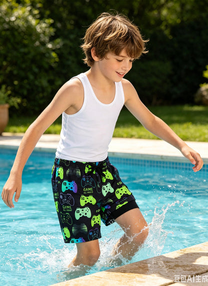 Fanient Badehose Jungen Schwimmshorts - 2 in 1 Badeshorts mit Kompression Liner für optimalen Komfort