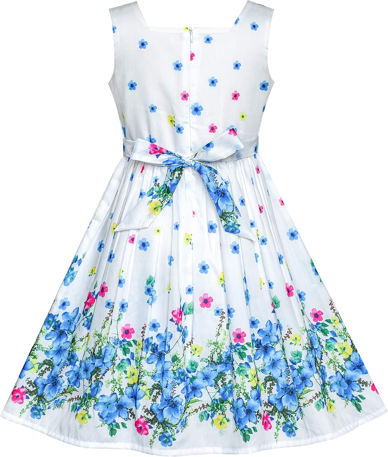 Sunny fashion girls' sleeveless polka dot dress rose garden green print size