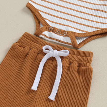 Baby Jungen Kleidung Gestreifter Body Strampler Langarm Top + Hose + Hut Baby Kleidung Set Baumwolle Weiche Kleidung Set für Neugeborene Kleinkinder 0-18 Monate