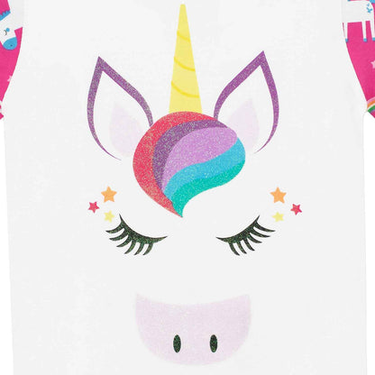 Harry Bear Girls Rainbow Glitter Unicorn Slim Fit Pyjamas