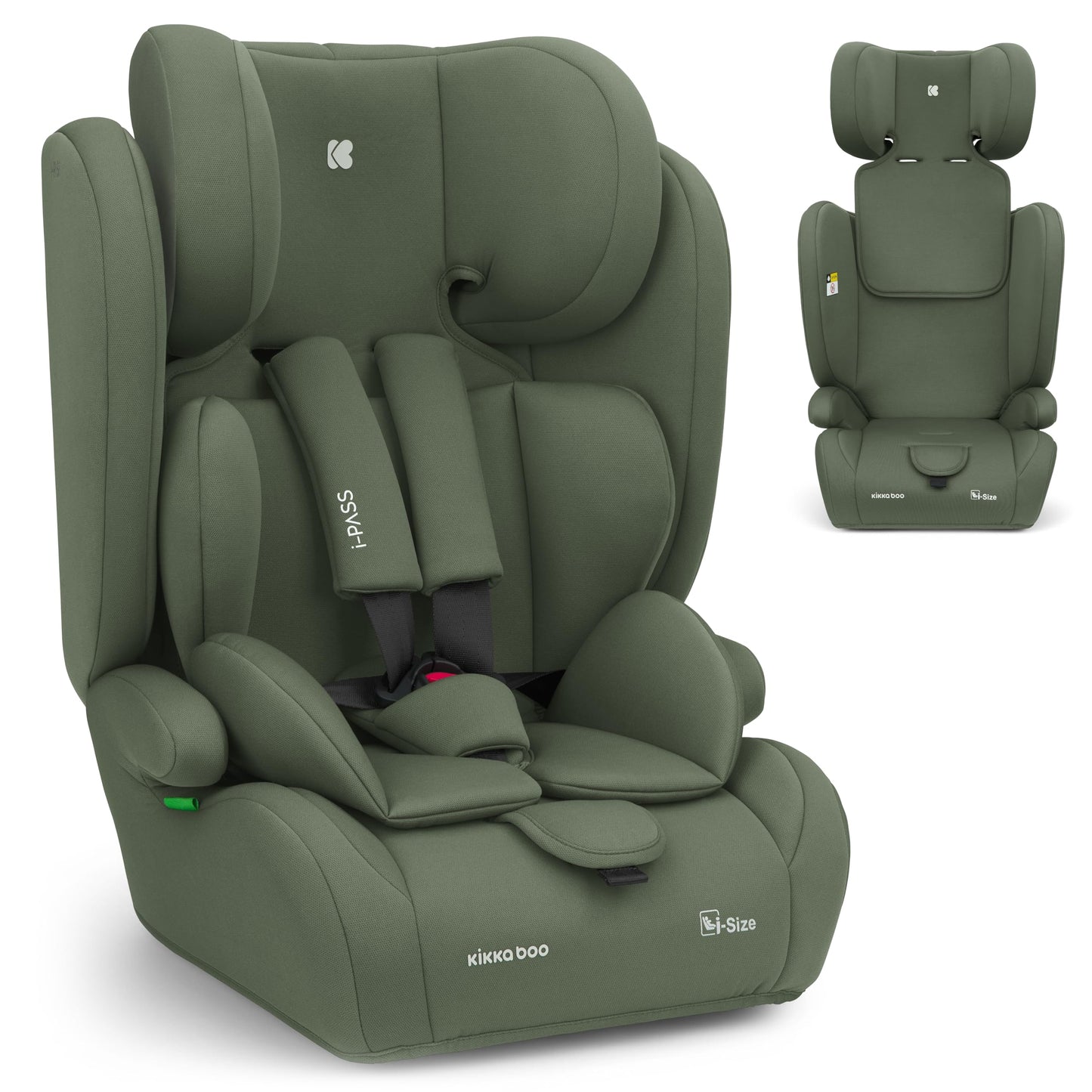 KikkaBoo i-Pass, Kindersitz 9–36 kg, Gruppe 1/2/3 Auto Kindersitz für Kinder 76–150 cm (15 Monate – 12 Jahre), i-Size, 13-fach verstellbare Kopfstütze, Schwarz - Meloni2