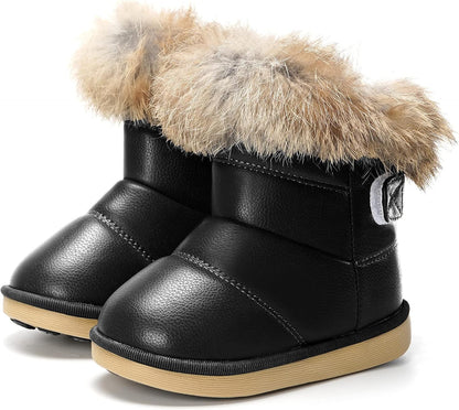 KVbabby Winter Shoes, Girls’ Warm Lined Winter Boots, Children's Ankle Boots, Waterproof Snow Boots, Soft Soles, Slip-On Boots