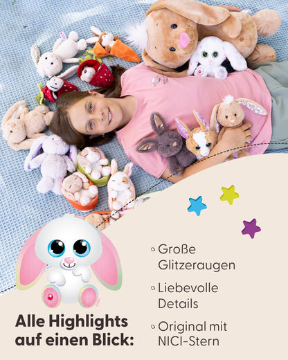 NICI GLUBSCHIS Kuscheltier Hase Spottitu 15cm bunt - Stofftier aus weichem Plüsch, niedliches Plüschtier zum Kuscheln und Spielen, für Kinder & Erwachsene, tolle Geschenkidee - 61453