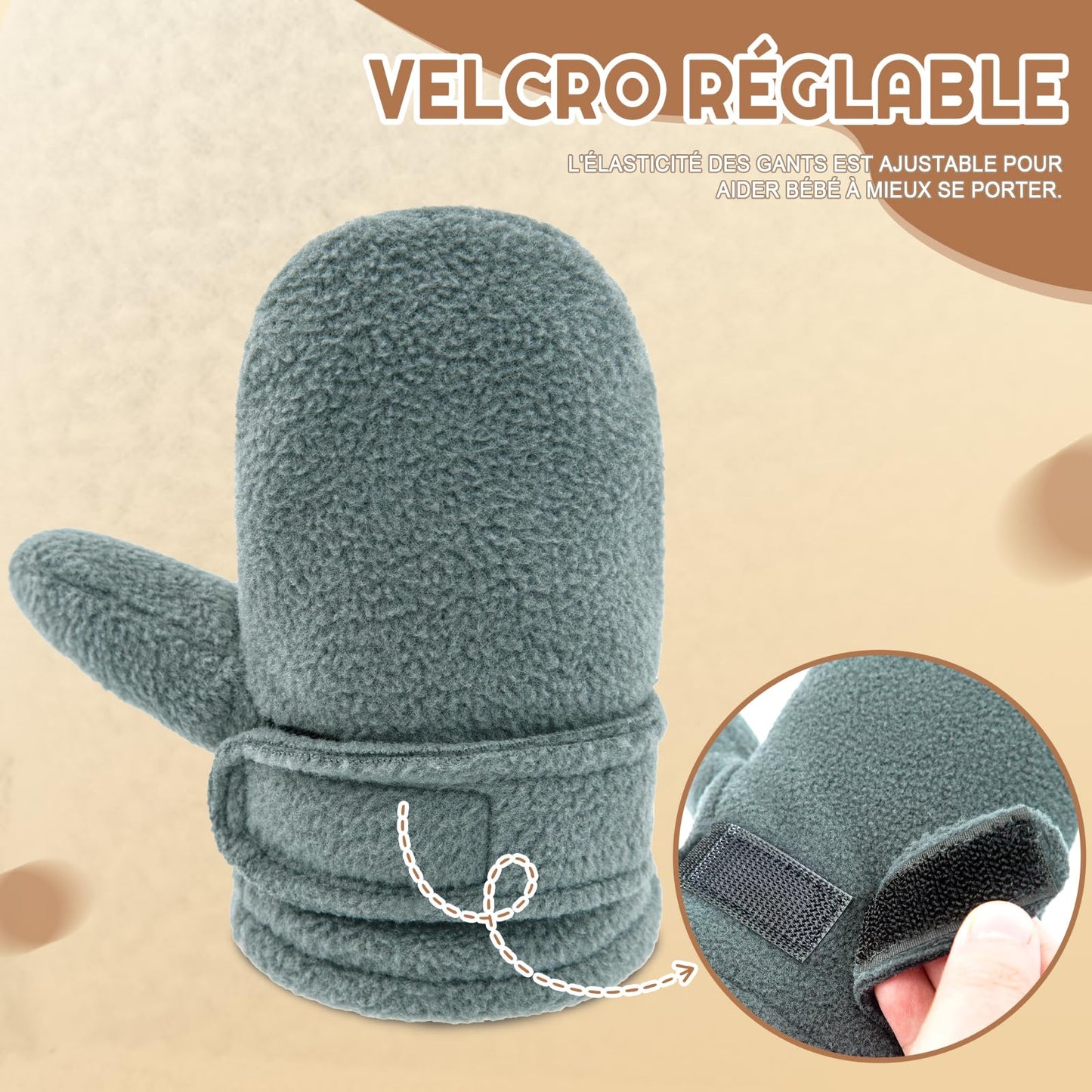 SEYUFN Baby Winter Gloves Fleece Lining Toddler Boys Warm Soft Baby Girls Adjustable Gloves Outdoor Gloves