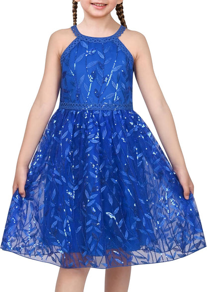 Sunny Fashion Mädchen Kleid Türkis Schmetterling Gestickt Halfter Kleid Party Gr. 104-146