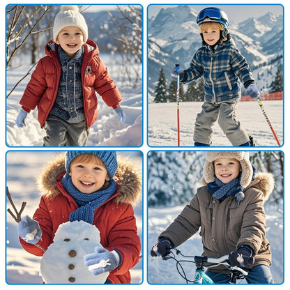 Becellen 2 Paar Winter Strickhandschuhe Kinder, 2 Farben Niedliche Magische Handschuhe Elastische Warme Vollfinger Handschuhe für Jungen Mädchen
