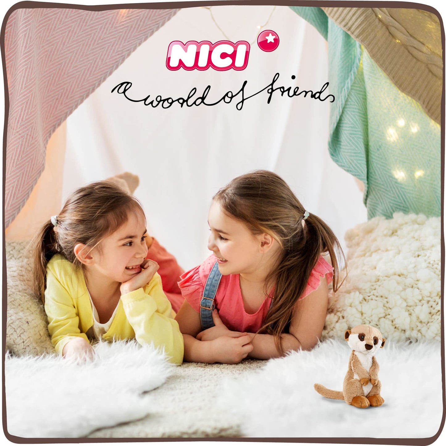 NICI Kuscheltier Erdmännchen 15 cm – Erdmännchen Plüschtier für Mädchen, Jungen & Babys – Flauschiges Stofftier Erdmännchen zum Kuscheln, Spielen und Schlafen – Gemütliches Schmusetier – 46343