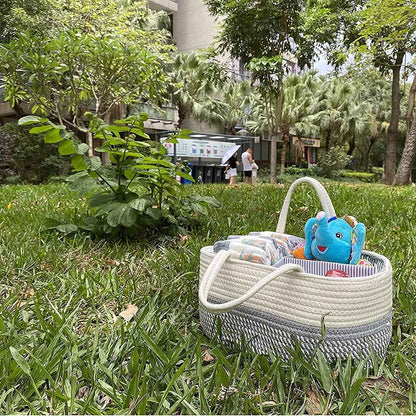 Baby Nappy Caddy Organiser, Multifunctional Storage Box for Nappies, with Interchangeable Compartments, 100% Cotton Linen, Portable Storage Basket for Nappies, Baby Shower Gift