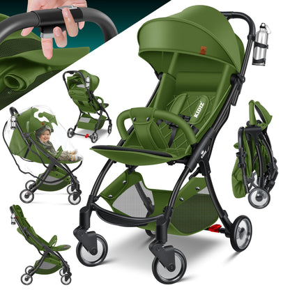 Kinderwagen CITY Buggy Kinderbuggy klappbar Sportwagen Faltbar 360° 4-Zoll-Räder Inkl. Sonnen- und Regenverdeck zusammenklappbar 5-Punkt-Sicherheitsgurt ab 6 Monate, Blau/Navy