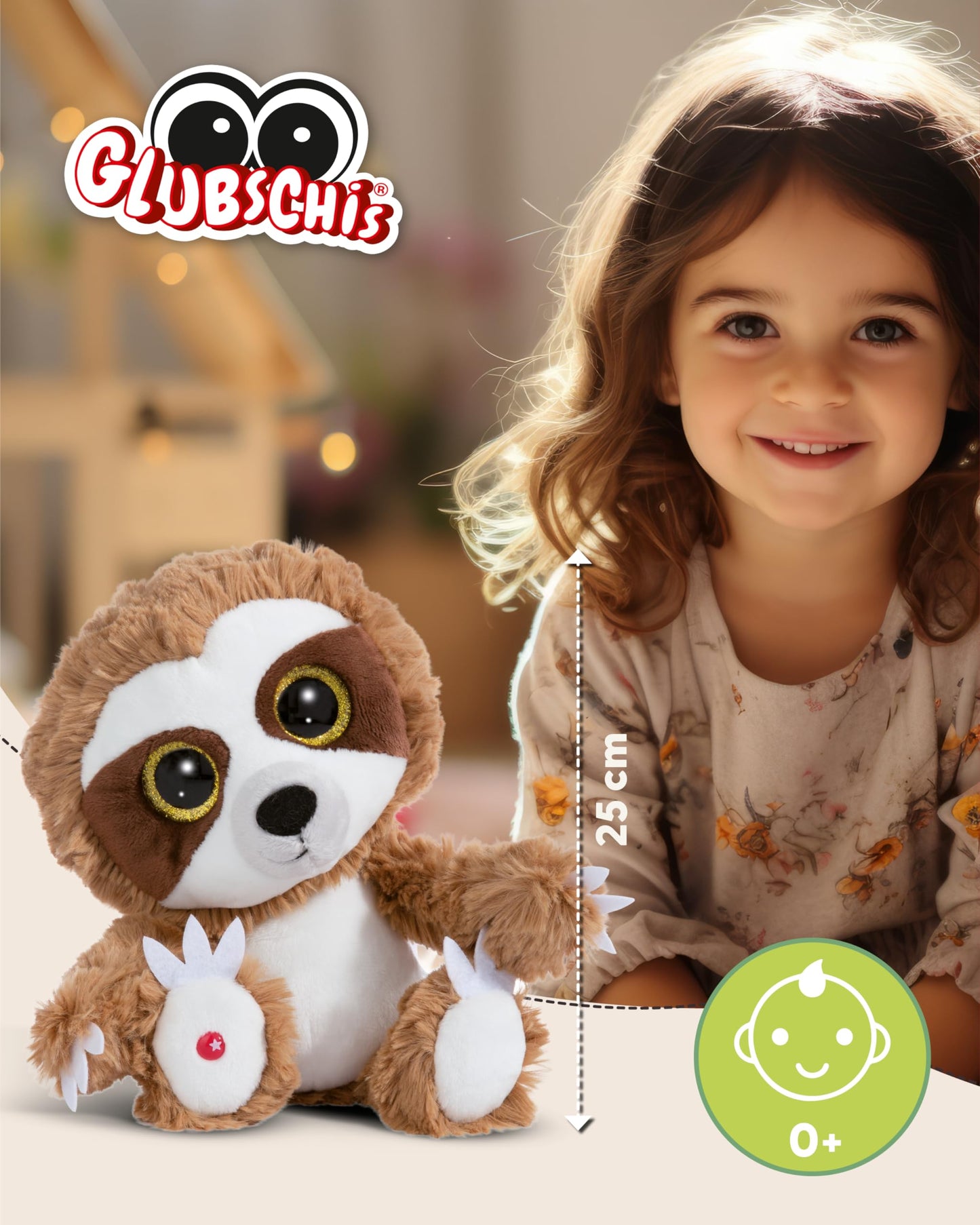 NICI GLUBSCHIS Lynx Lenzo 15cm - Dangling cuddly toy lynx with big glittery eyes - 49295 