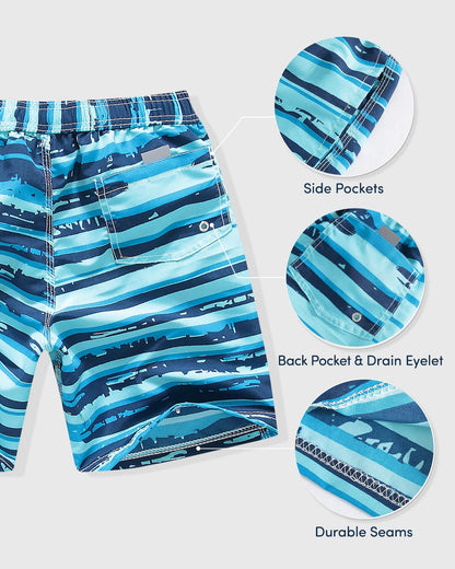 Domee Jungen Badehosen Badeshorts Schnelltrocknend Schwimmhose mit Netzfutter Verstellbarer Kordelzug