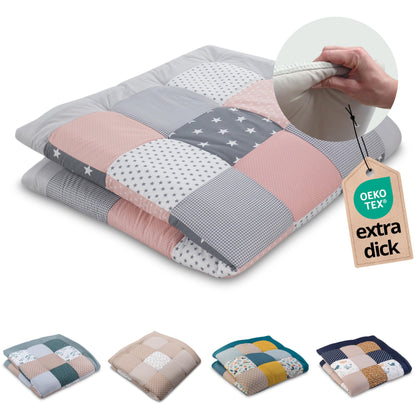 ULLENBOOM Krabbeldecke für Baby 100x100 cm, 100% OEKO-TEX Materialien, Made in EU, Dick & weich gepolstert, Sandblume - ideal als Babydecke, Laufgittereinlage & Spieldecke Baby - Meloni2