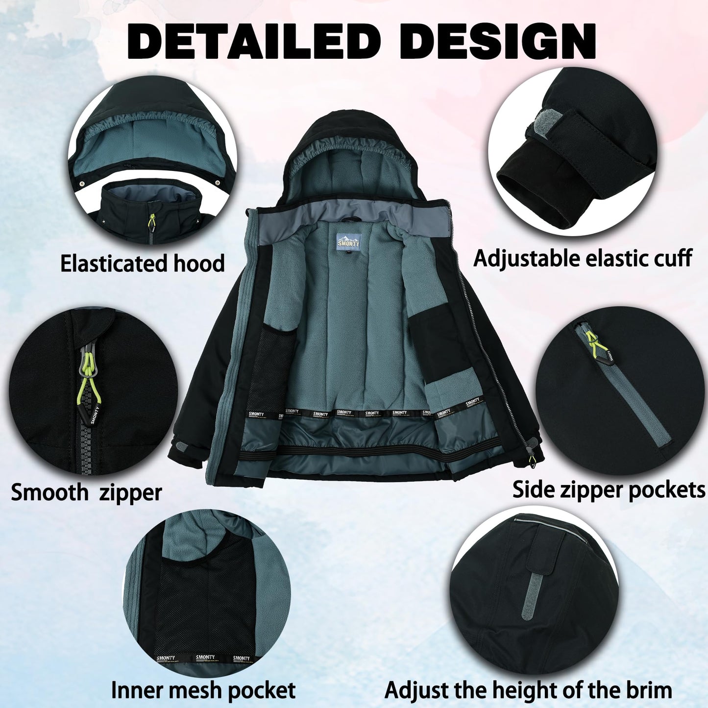 SMONTY SNOWER Boys' Snowsuit with Removable Hood, Ski Suit, Extra Warm, Winter Suit