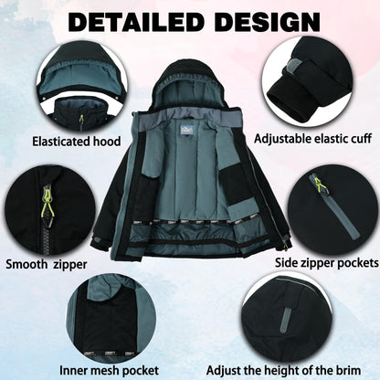 SMONTY SNOWER Boys' Snowsuit with Removable Hood, Ski Suit, Extra Warm, Winter Suit