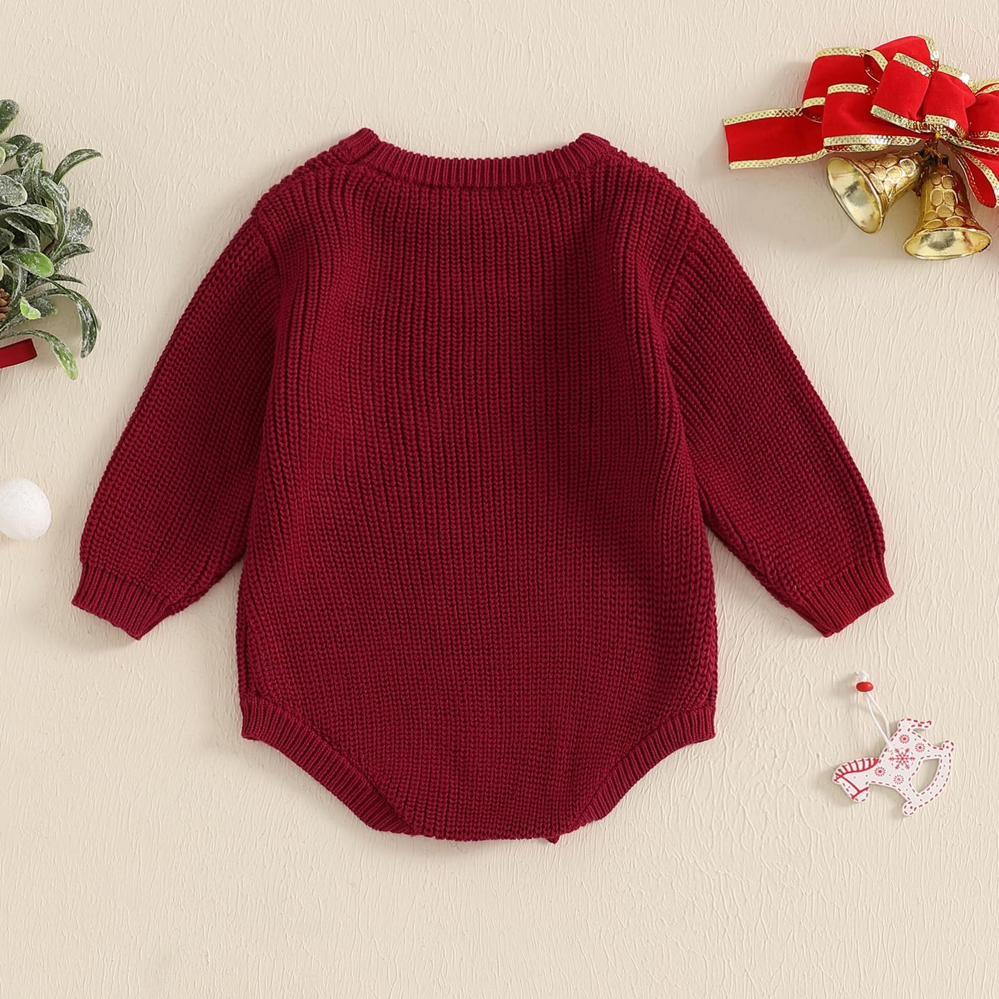 Geagodelia Knitted Christmas Romper Baby Girl Boy Christmas Jumper My First Christmas Newborn Baby Jumper Romper Bodysuit Christmas Jumper