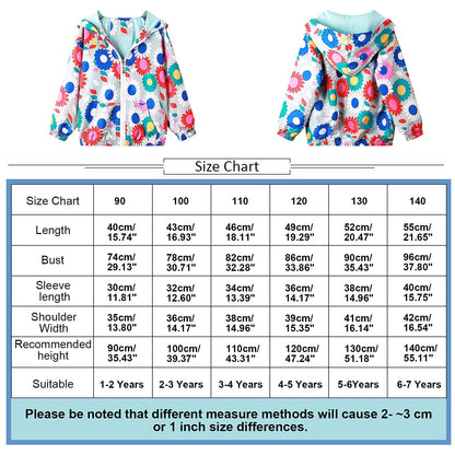 JinBei Jacken Mädchen Jacke Baby Kinder Kapuzen Sweatjacke Kapuzenjacke Cartoon Aufdruck Winddicht Mantel Windjacke Übergangsjack Frühling Herbst Outwear Softshelljacke Regenjacken 1-7 Jahre