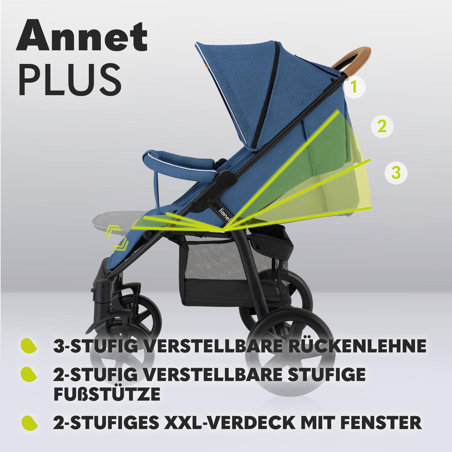 LIONELO Annet Plus Buggy up to 22 kg with Reclining Function, Small Folding Pushchair with Accessories, EVA Foam Wheels, Mosquito Net, Foot Cover Drink Holder, Basket Dreamin