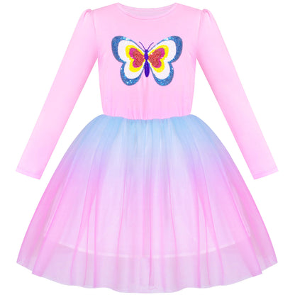 Girls' Long-Sleeve Tutu Skirt Tie Party Size 110–146