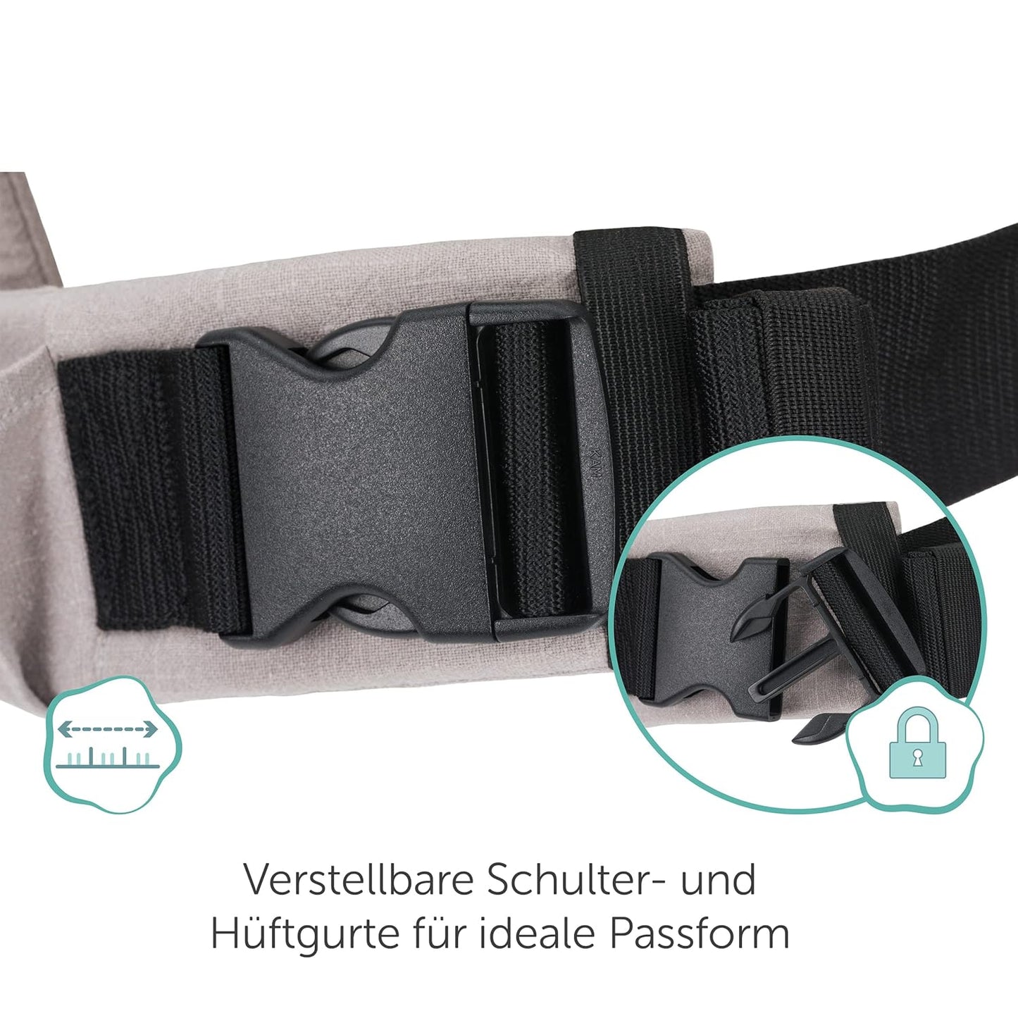 Fillikid Babytrage Natural ab 3,5-20 kg für Bauch-, Hüft und Rückentrageposition - Grau
