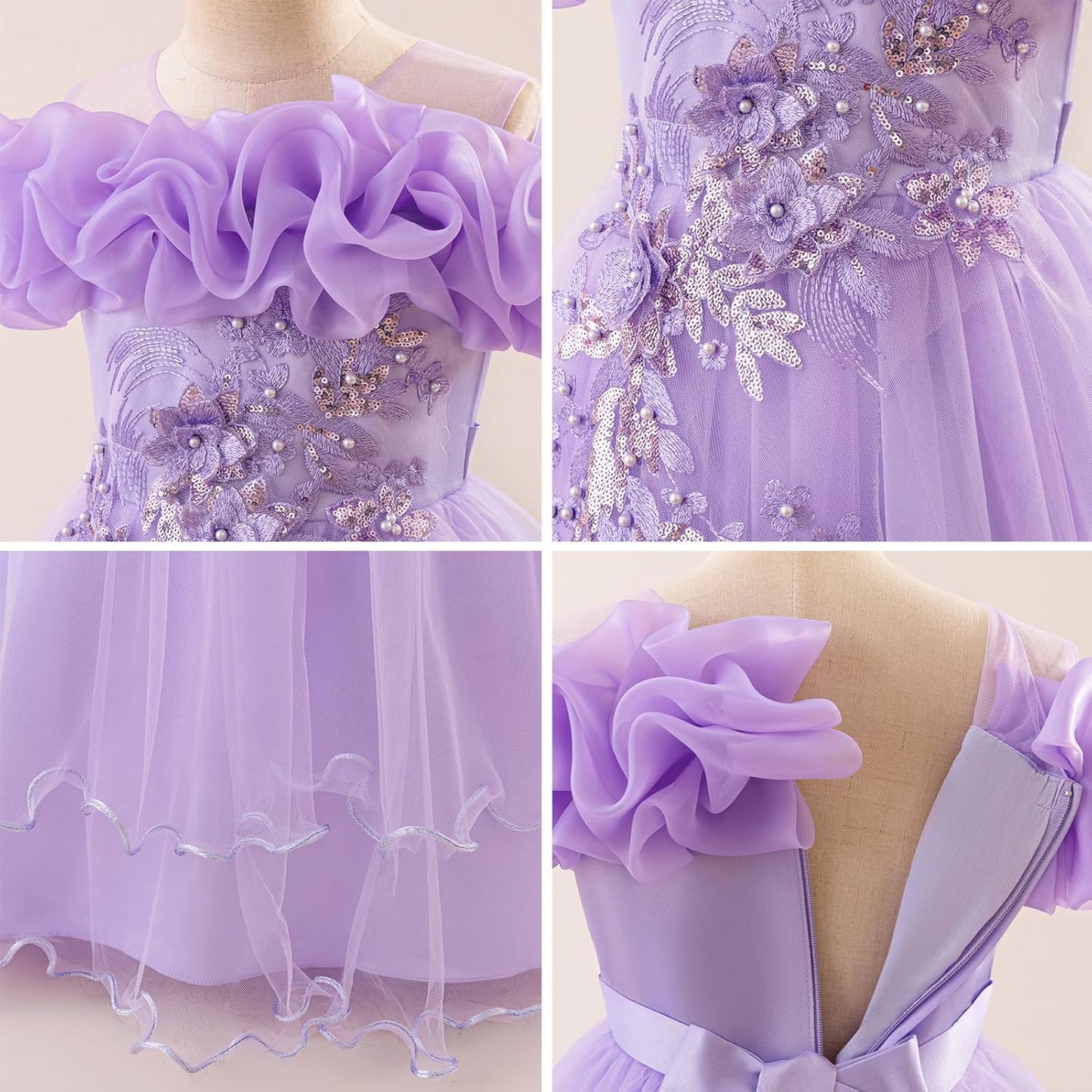 Kinder Mädchen Blumenmädchen Kleider Bestickt Hochzeit Brautjungfer Kleider Trägerlose Prinzessin Kleider Klavier Kostüme