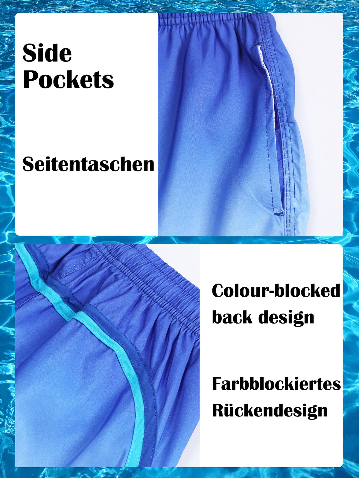 Badehose Jungen Farbverlauf Badeshorts mit Meshfutter und Verstellbarem Tunnelzug