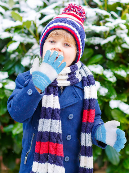 Geyoga 3 Paar Kinder Strickhandschuhe Winter Vollfinger Handschuhe