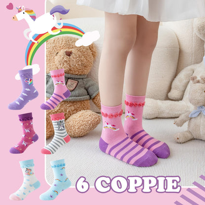 Cirorld Socken Kinder Mädchen Lustige Einhorn Meerjungfrau Tiergesicht Socken Süße Bunte Kindersocken Baumwolle Socken, 2-14 Jahre 6 Paare