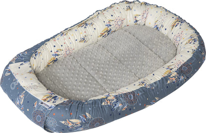 Medi Partners Babynestchen Babynest Set 100x60x15 Kuschelnest 5 teilig herausnehmbarer Einsatz Kokon Nestchen Babys Neugeborene 100% Baumwolle (REH mit Grauem Minky) - Meloni2