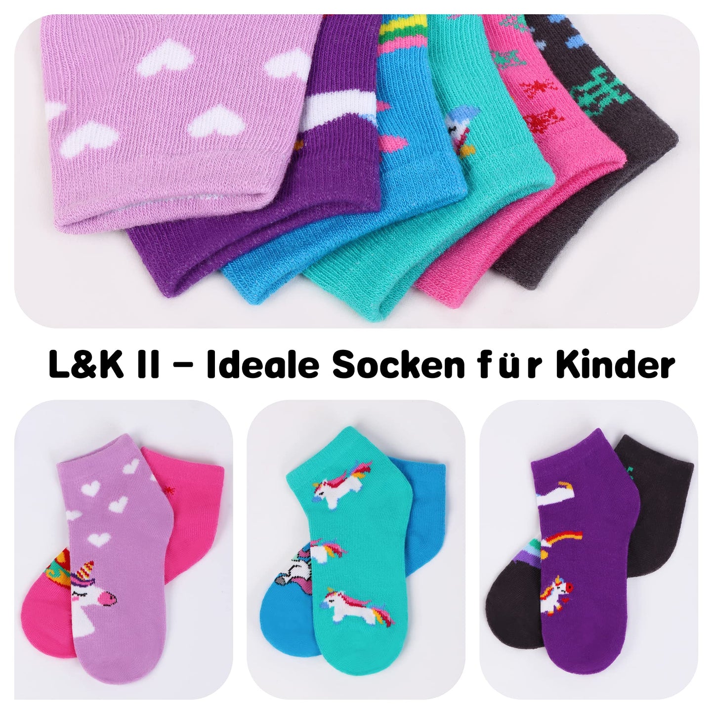 Libella 10/12er Kinder Mädchen Sneaker Socken Kids Füßlinge Sneakersocken bunt 2108VA