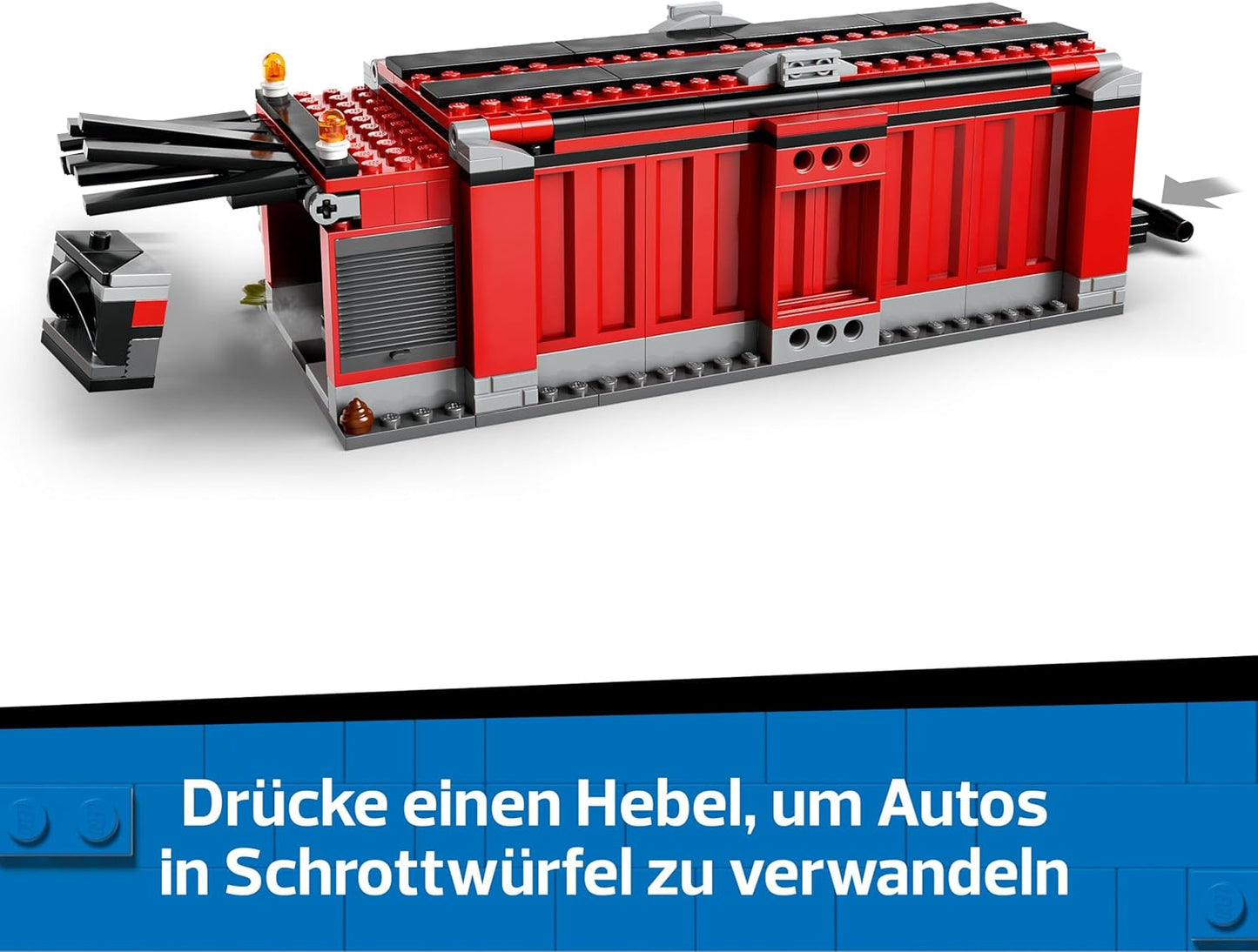 LEGO City Schrottplatz mit Autos - Spielzeug mit Schrottpresse und Kran, 2 Spielzeugautos, 4 Arbeiter Minifiguren & Bürogebäude - Geburtstagsgeschenke für Jungen und Mädchen ab 8 Jahren 60472