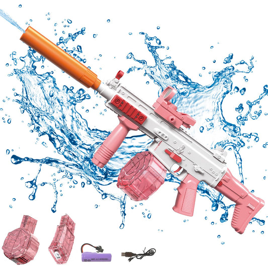 Elektrische Wasserpistole Sehr Stark Wassermaschinenpistole mit Wiederaufladbare Batterie Squirt Gun Wasser Spielzeug bis zu 20ft,Outdoor Water Gun Schießspiel für Erwachsene and Kinder (Blau)