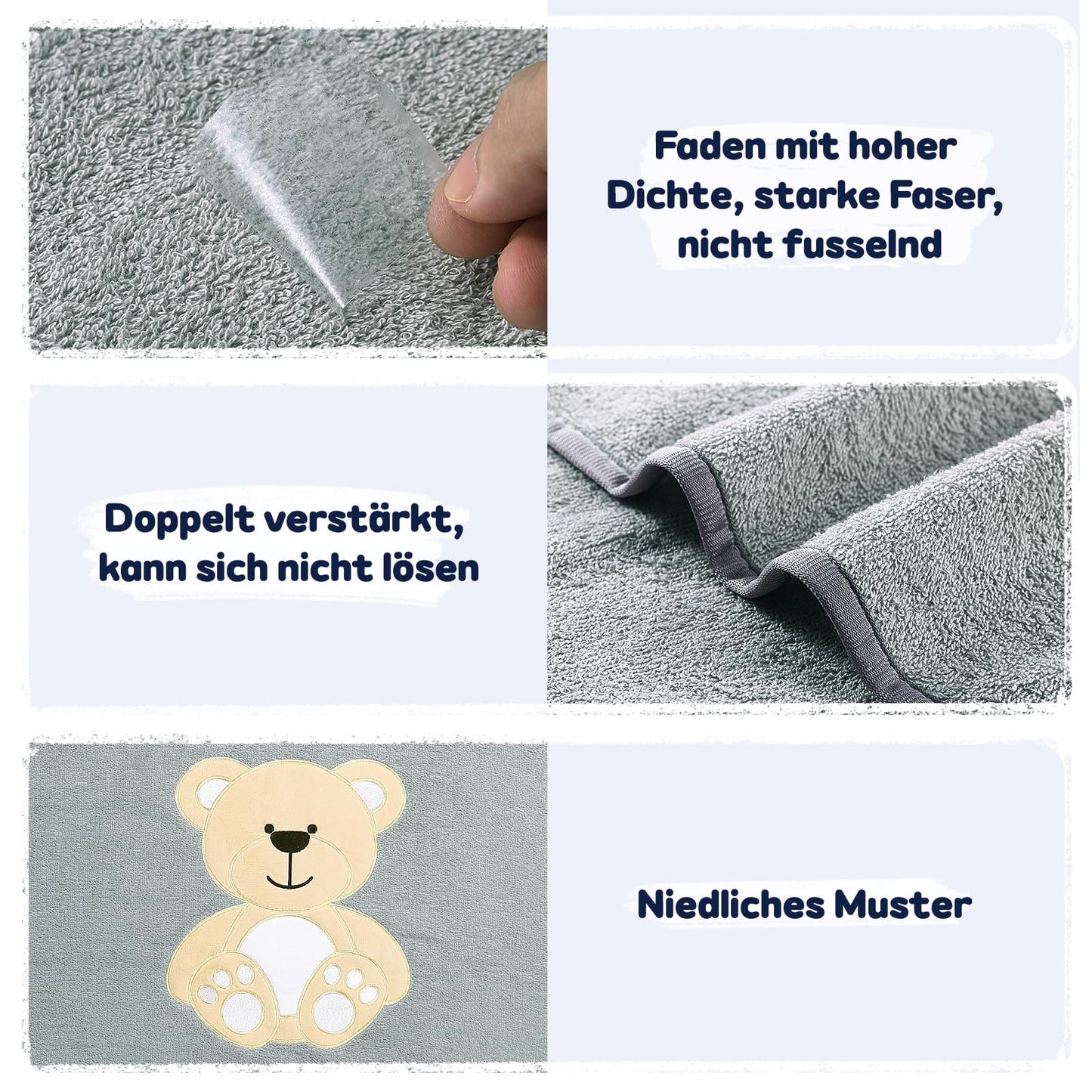 Yosemy Kapuzenhandtuch Baby - Oeko TEX - Baby Handtuch Kapuze 100% Baumwolle Badeponcho Kinder Babyhandtuch mit Kapuze Weich & Super Saugfähig 0-3 Jahre-Bär