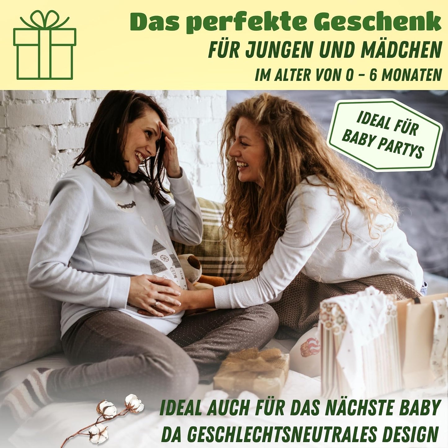 ORGANICKID Baby Set Neugeborene - weiche Bio-Baumwolle allergikerfreundlich 7 Teile mit Kapuzendecke - Baby Erstausstattung Geschenkset zur Geburt, 0-6 Monate, unisex Mädchen & Jungen