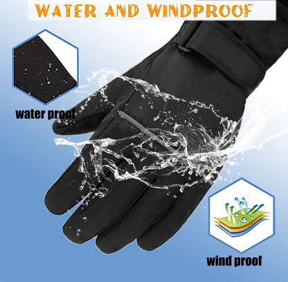 FAYHIJUN Children's Winter Snow Gloves Ski Gloves for 1-13 Years Girls Boys PU Palm Waterproof Windproof Warm Fleece Winter Gloves Cycling Gloves