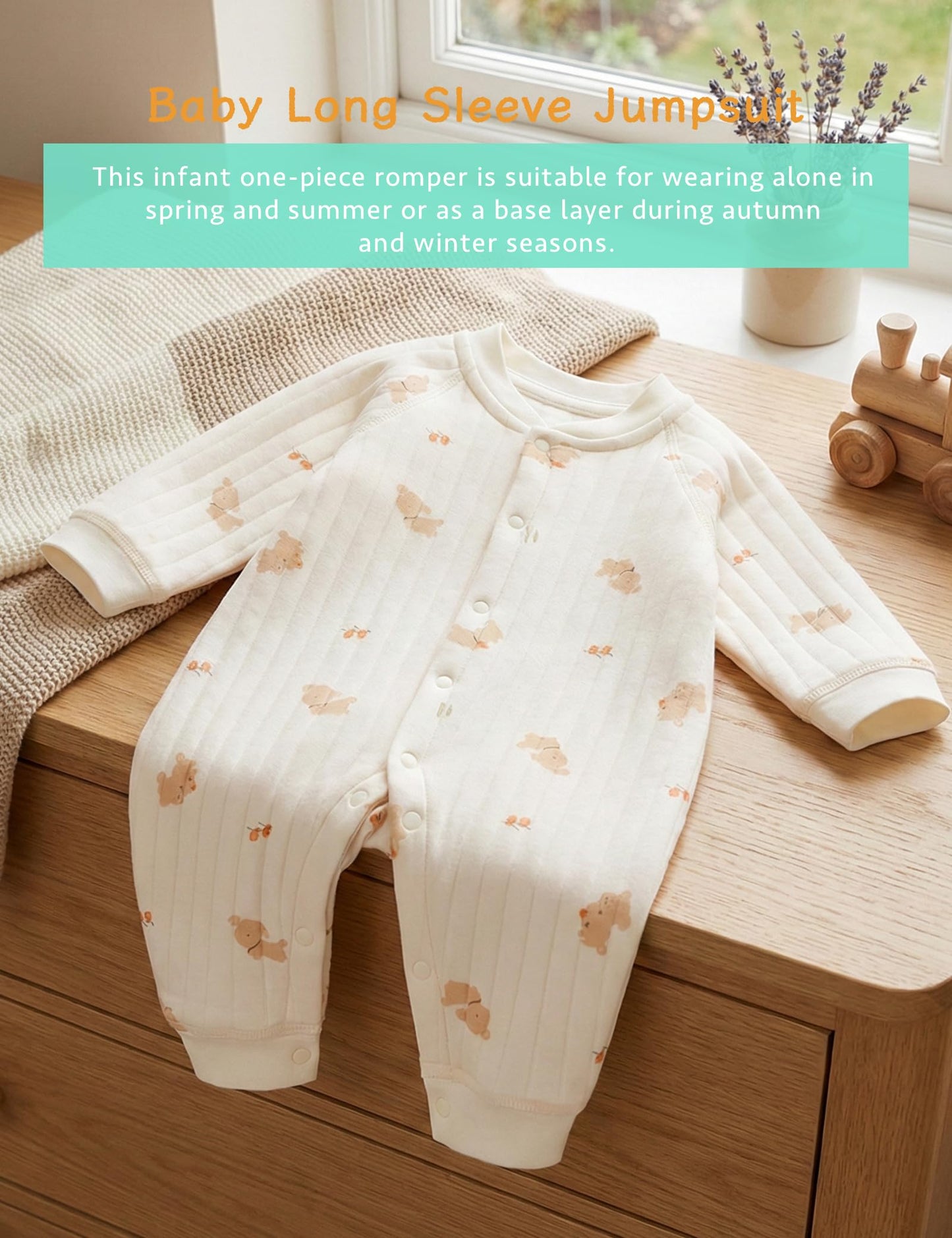 Neugeborener Unisex Strampler, Langarm-Overall, 100 % Baumwolle, weich und bequem, für Babys, Oberbekleidung und Nachtwäsche, geeignet für alle Jahreszeiten