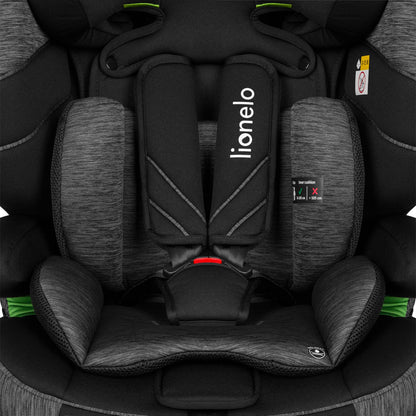 LIONELO LEVI I-SIZE 76-150 cm Kinderautositz, Gruppe 1 2 3, Seitenschutz, 10 Grad Kopfstützenverstellung Bequeme Armlehnen Verstellbare Rückenlehne, R129 i-Size