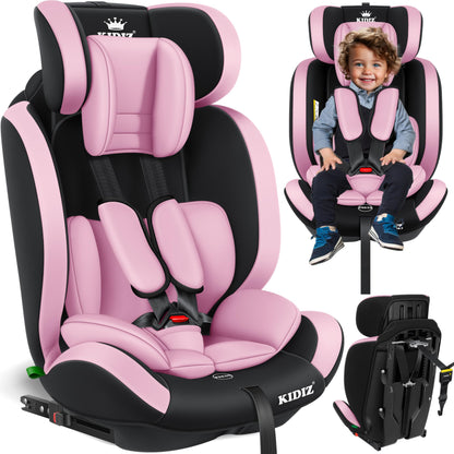 KIDIZ® Autokindersitz Kinderautositz Gruppe 1+2+3 9-36 kg 5-Punkt-Sicherheitsgurt, Autositz, Kindersitz, Einstellbare Kopfstütze, Mitwachsende Sitzerhöhung 1-12 Jahre, Stabil und Sicher - Meloni2