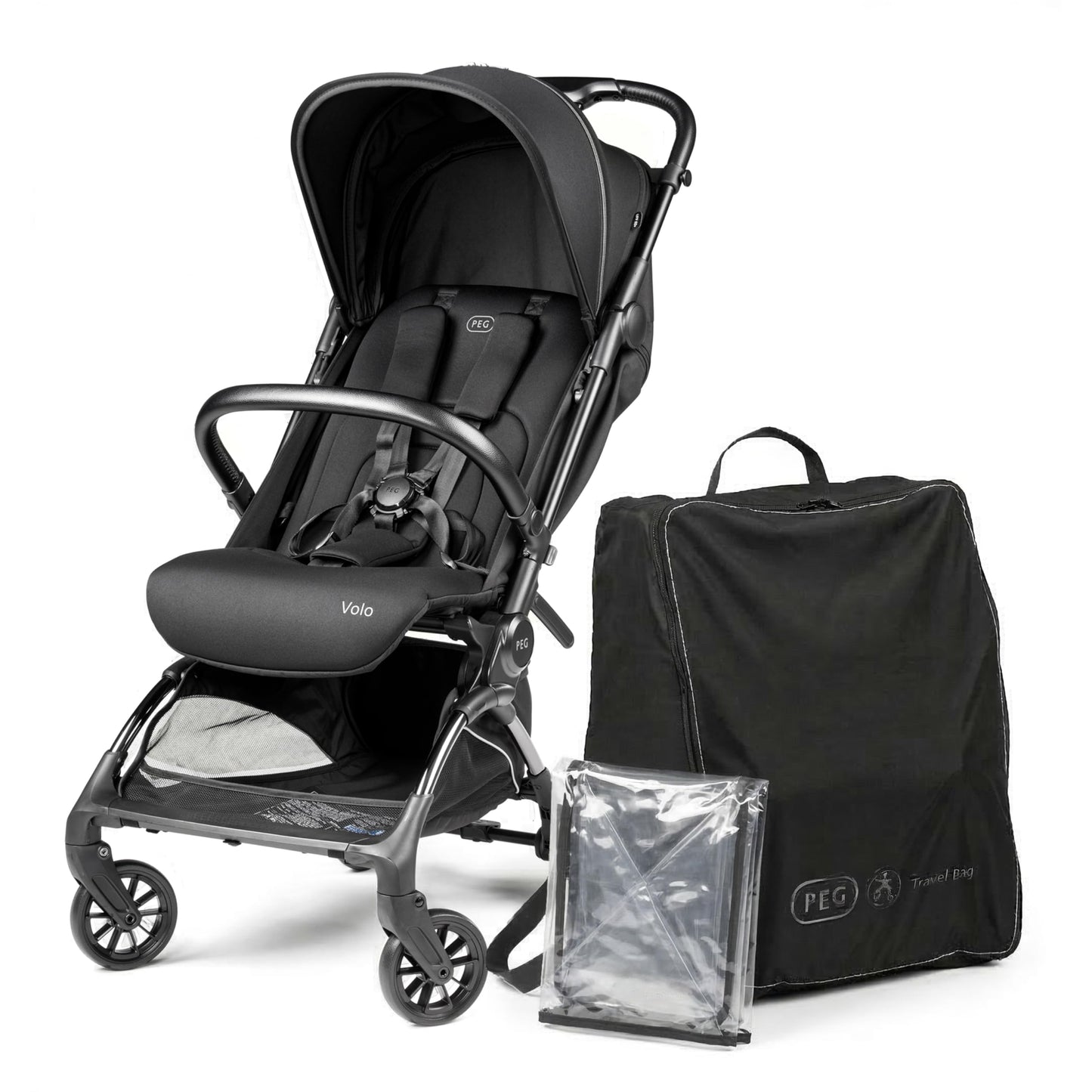 PEG Leichter Buggy Volo mit Regenschutz, Handgepäckgröße, Flugzeuggeeignet, Kompakt, Ab Geburt bis 22 kg, Reisetasche Inklusive, Malva