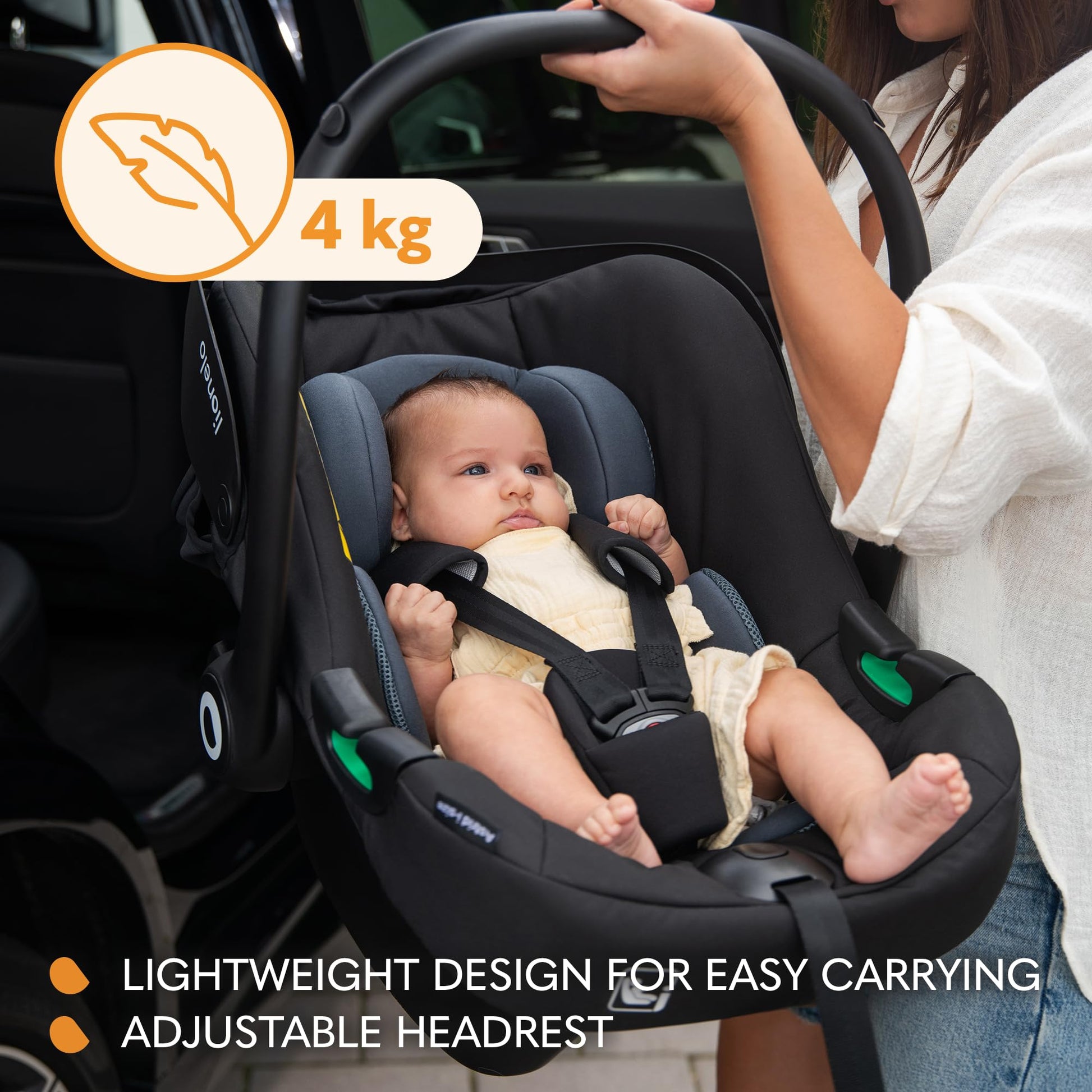 LIONELO ASTRID i-Size Baby Autositz 40-87 cm, Babyschale Gruppe 0+, Rückwärtsgerichtete Montage, 3-Punkt-Sicherheitsgurt Seitenschutz, Sitzeinlage Dri-Seat - Meloni2