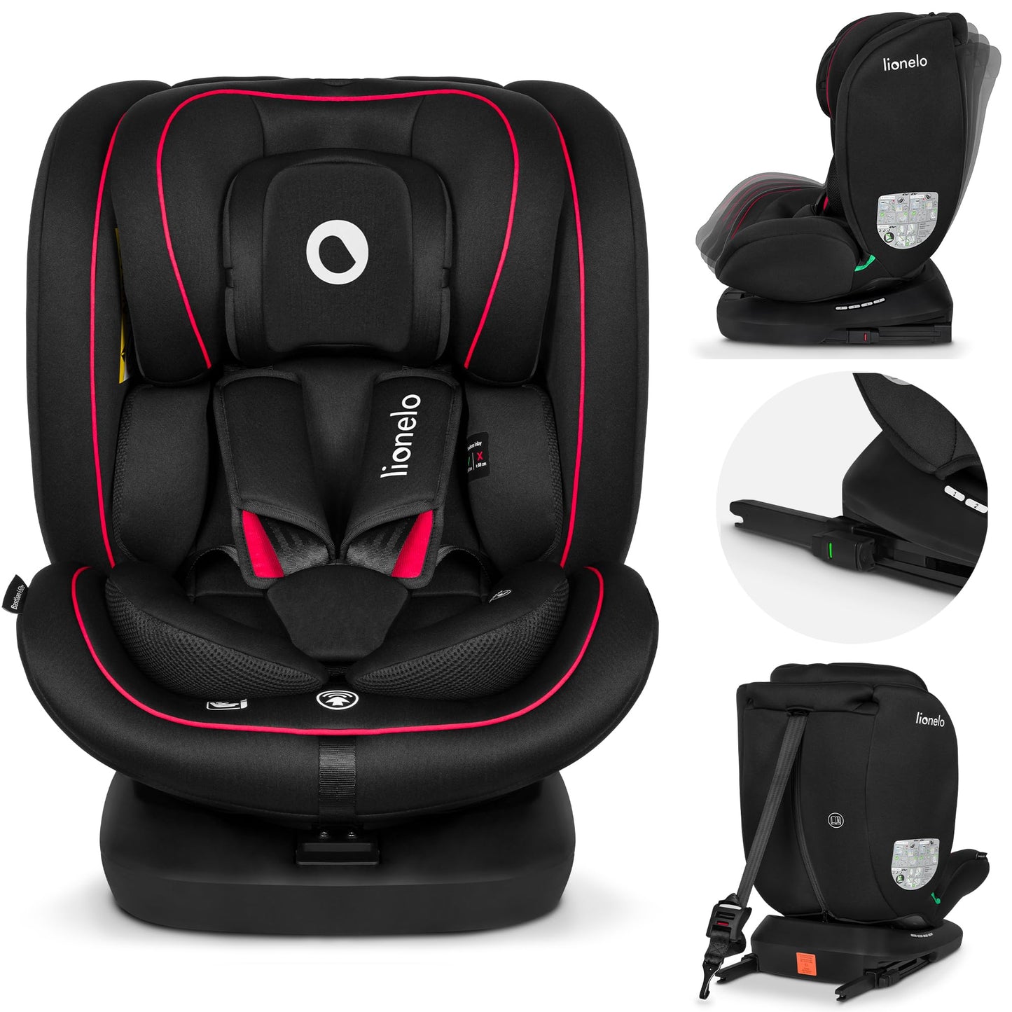 LIONELO Bastiaan i-Size One 360o drehbarer Autositz für Kinder von 40-150 cm, Montage in Fahrtrichtung und entgegen der Fahrtrichtung möglich, ISOFIX Pas TopTether Einstellbare Rückenlehne - Meloni2