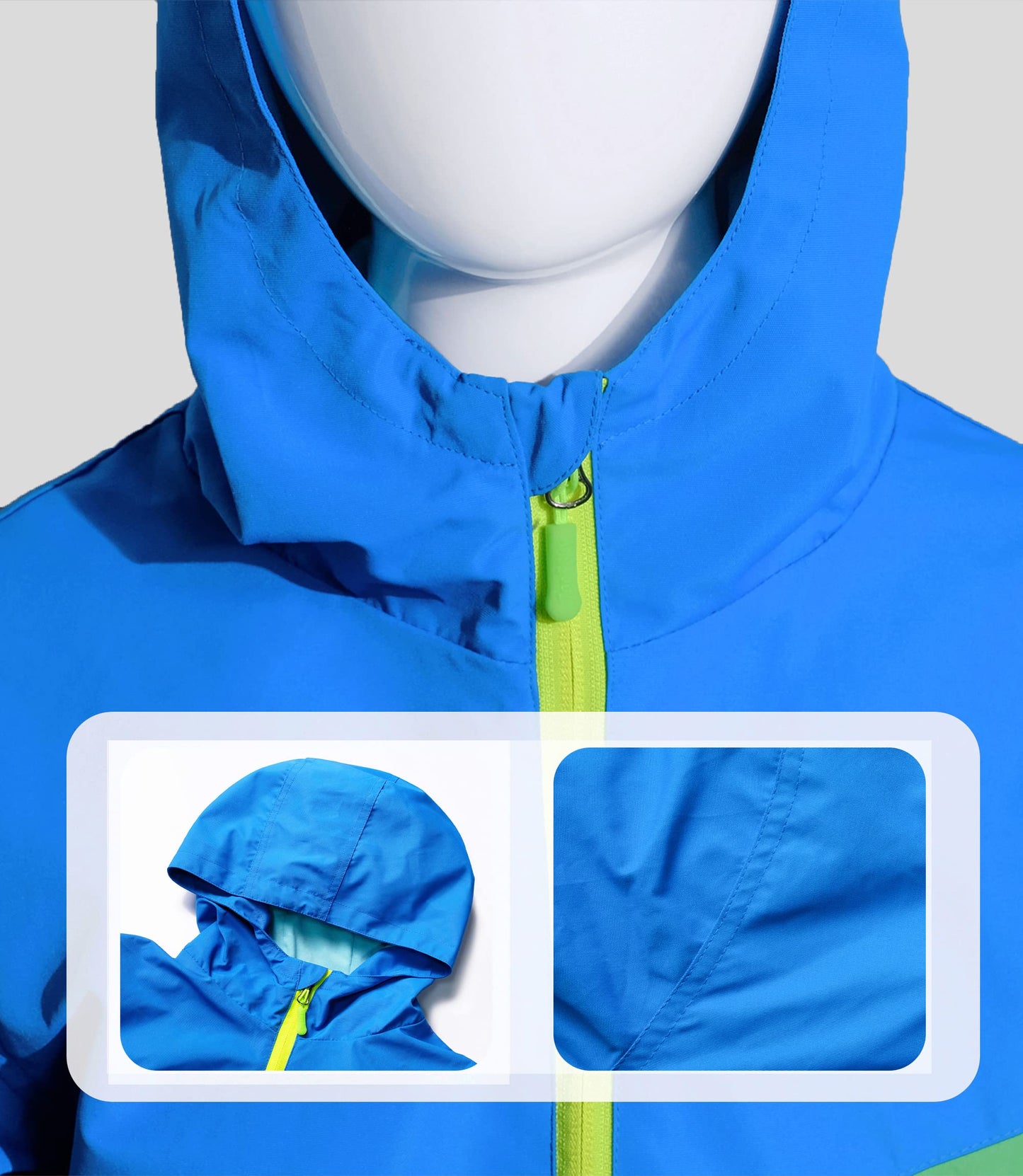 YOUNGSOUL Kinder Wind und Wasserdicht Regenjacke mit Farbblock